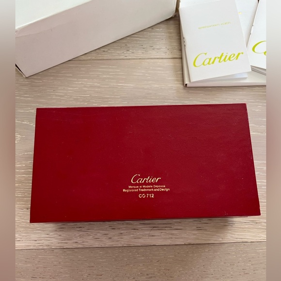Vintage Cartier Sunglasses Eyeglass Hard Red Box case with pamphlets co712 - Picture 5 of 9